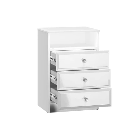 Noční stolek se šuplíky SANTINA - lesklý bílý