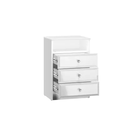 Noční stolek se šuplíky SANTINA - lesklý bílý