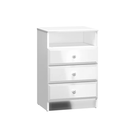 Noční stolek se šuplíky SANTINA - lesklý bílý