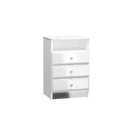 Noční stolek se šuplíky SANTINA - lesklý bílý