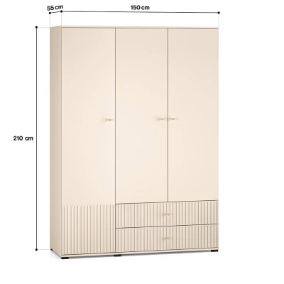 Třídveřová šatní skříň 150 FAREL - kašmír