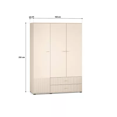 Třídveřová šatní skříň 150 FAREL - kašmír