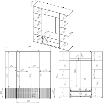 Velká šatní skříň 200 FAREL - kašmír
