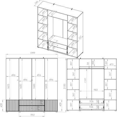 Velká šatní skříň 200 FAREL - kašmír
