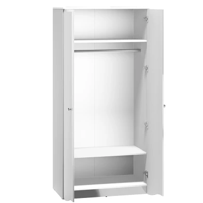 Šatní skříň 90 SANTINA - lesklá bílá