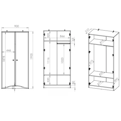 Šatní skříň 90 SANTINA - lesklá bílá