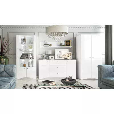 Šatní skříň 90 SANTINA - lesklá bílá