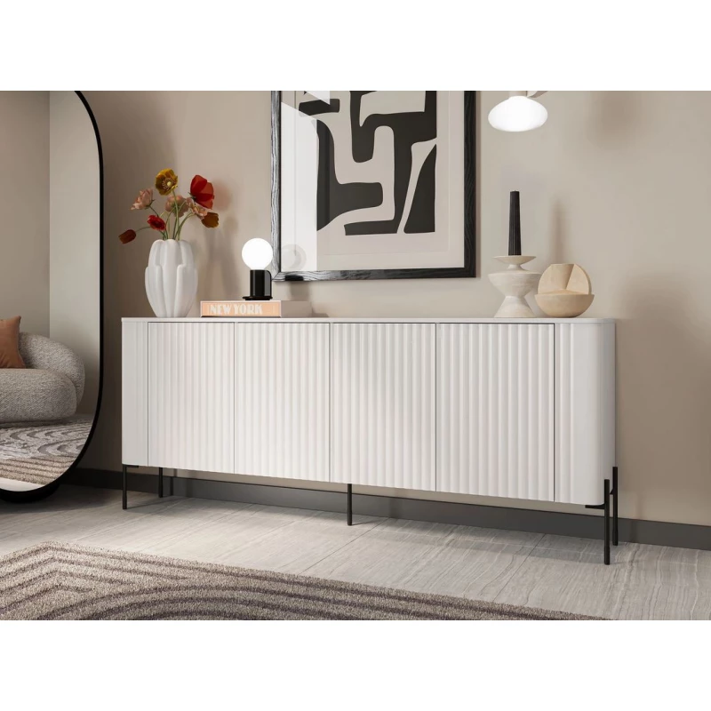 Široká komoda s dvířky CALERA - bílá