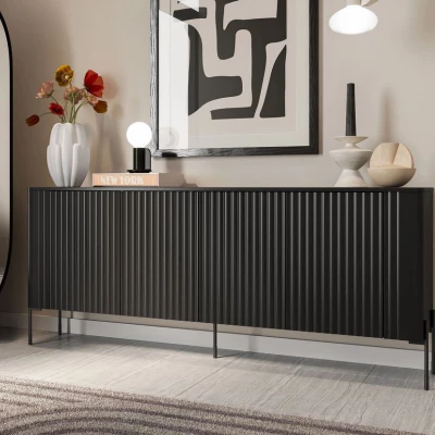 Široká komoda s dvířky CALERA - černá