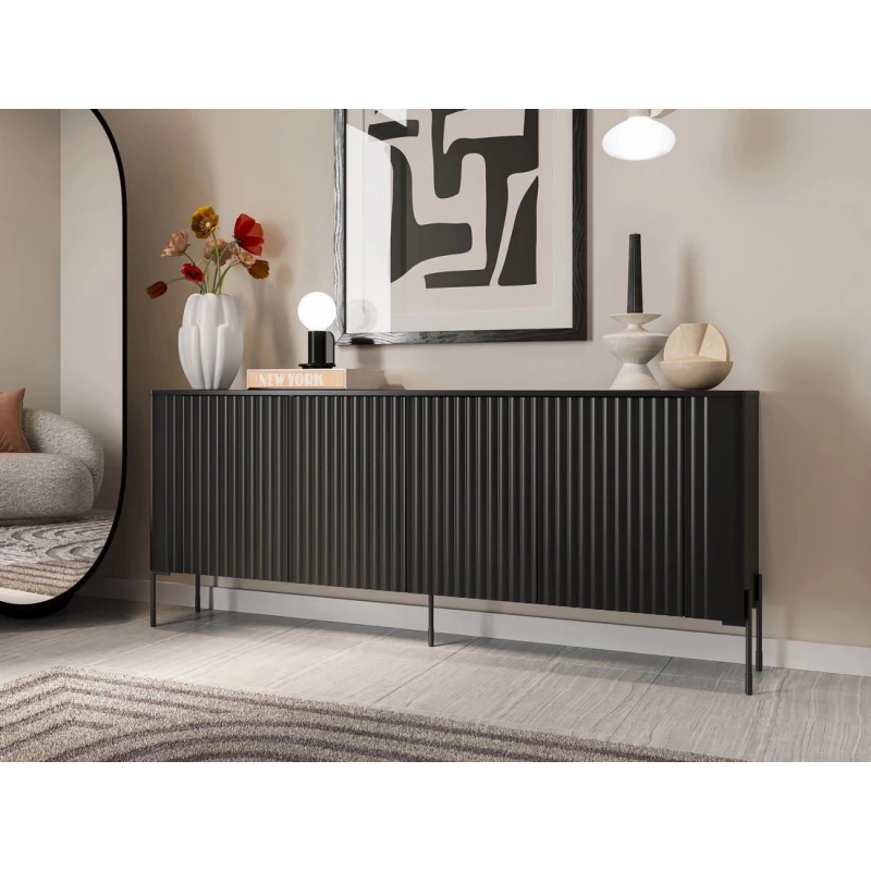 Široká komoda s dvířky CALERA - černá