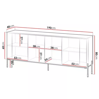 Široká komoda s dvířky CALERA - bílá