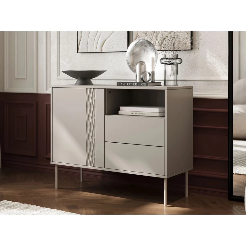 Úzká kombinovaná komoda HARTSELE - béžová