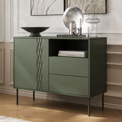 Úzká kombinovaná komoda HARTSELE - zelená