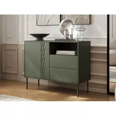 Úzká kombinovaná komoda HARTSELE - zelená