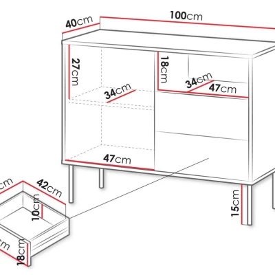 Úzká kombinovaná komoda HARTSELE - béžová