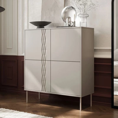 Úzká komoda s dvířky HARTSELE - béžová