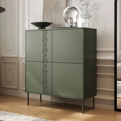 Úzká komoda s dvířky HARTSELE - zelená