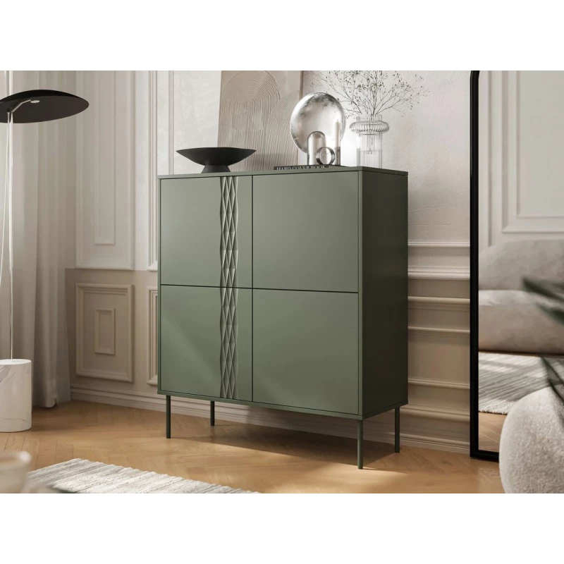 Úzká komoda s dvířky HARTSELE - zelená