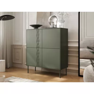 Úzká komoda s dvířky HARTSELE - zelená