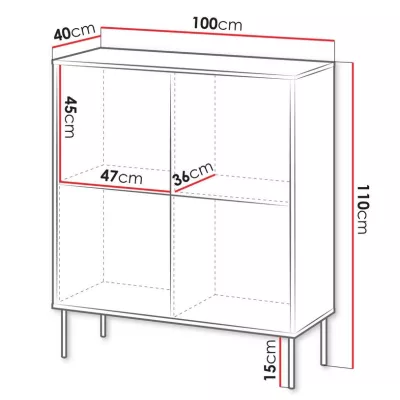 Úzká komoda s dvířky HARTSELE - zelená