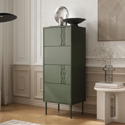 Úzká komoda se šuplíky HARTSELE - zelená