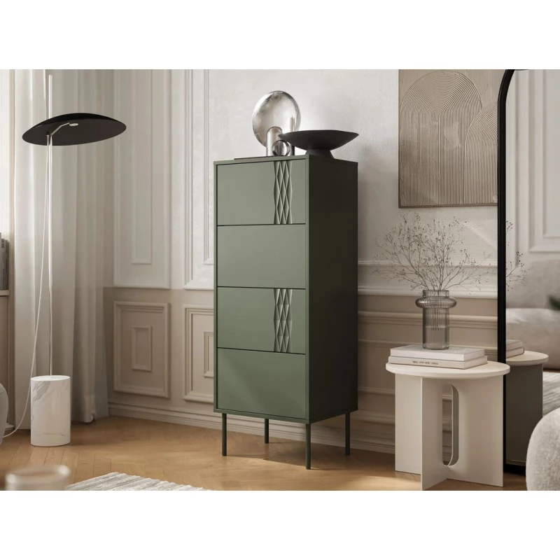 Úzká komoda se šuplíky HARTSELE - zelená