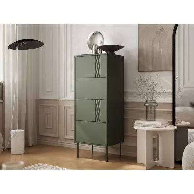 Úzká komoda se šuplíky HARTSELE - zelená