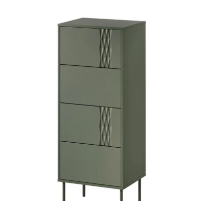 Úzká komoda se šuplíky HARTSELE - zelená