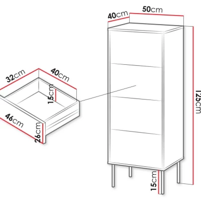 Úzká komoda se šuplíky HARTSELE - zelená