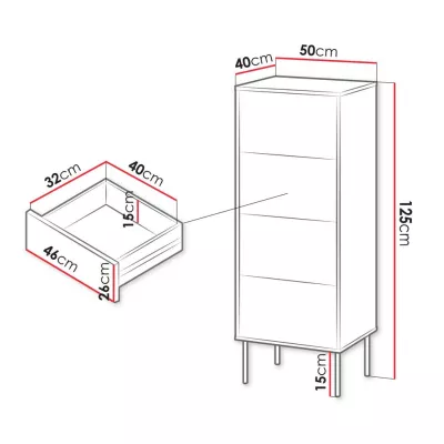 Úzká komoda se šuplíky HARTSELE - zelená