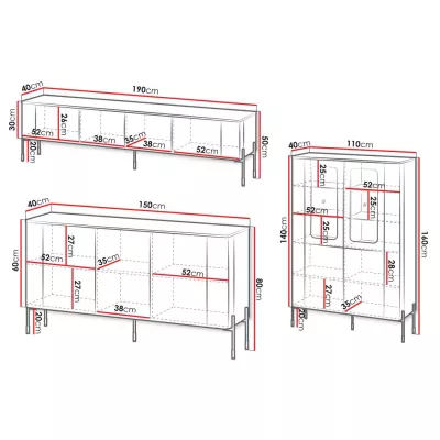 Sestava do obývacího pokoje CALERA - černá