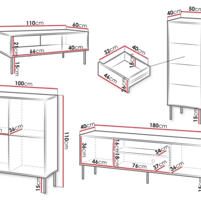 Sestava do obývacího pokoje HARTSELE - zelená