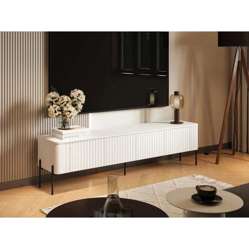 Široký TV stolek CALERA - bílý