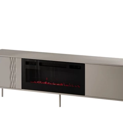 Televizní stolek s elektrickým krbem HARTSELE - béžový