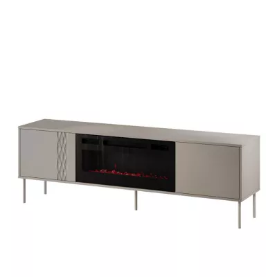 Televizní stolek s elektrickým krbem HARTSELE - béžový