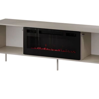 Televizní stolek s elektrickým krbem HARTSELE - zelený