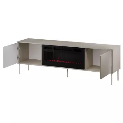 Televizní stolek s elektrickým krbem HARTSELE - zelený