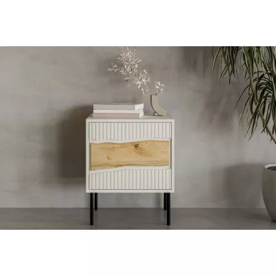 Noční stolek CLANTON - dub wotan / kašmír