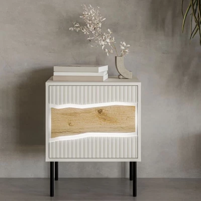 Noční stolek CLANTON - dub wotan / kašmír