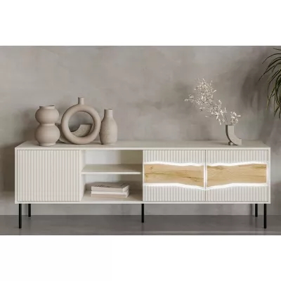 Televizní široký stolek CLANTON - dub wotan / kašmír