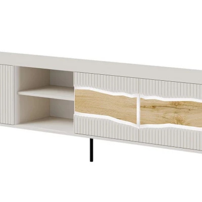 Televizní široký stolek CLANTON - dub wotan / kašmír