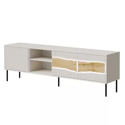 Televizní široký stolek CLANTON - dub wotan / kašmír