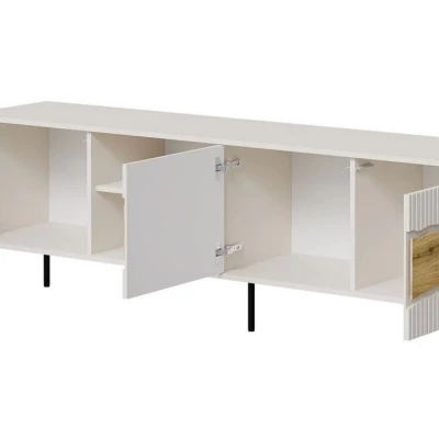 Televizní široký stolek CLANTON - dub wotan / kašmír