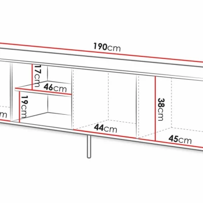 Televizní široký stolek CLANTON - dub wotan / kašmír