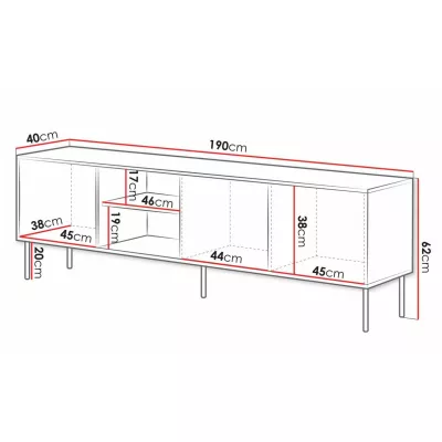 Televizní široký stolek CLANTON - dub wotan / černý