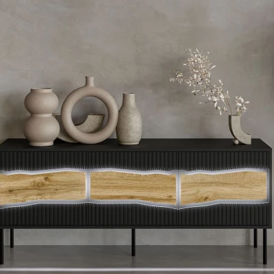 Televizní stolek CLANTON - dub wotan / černý