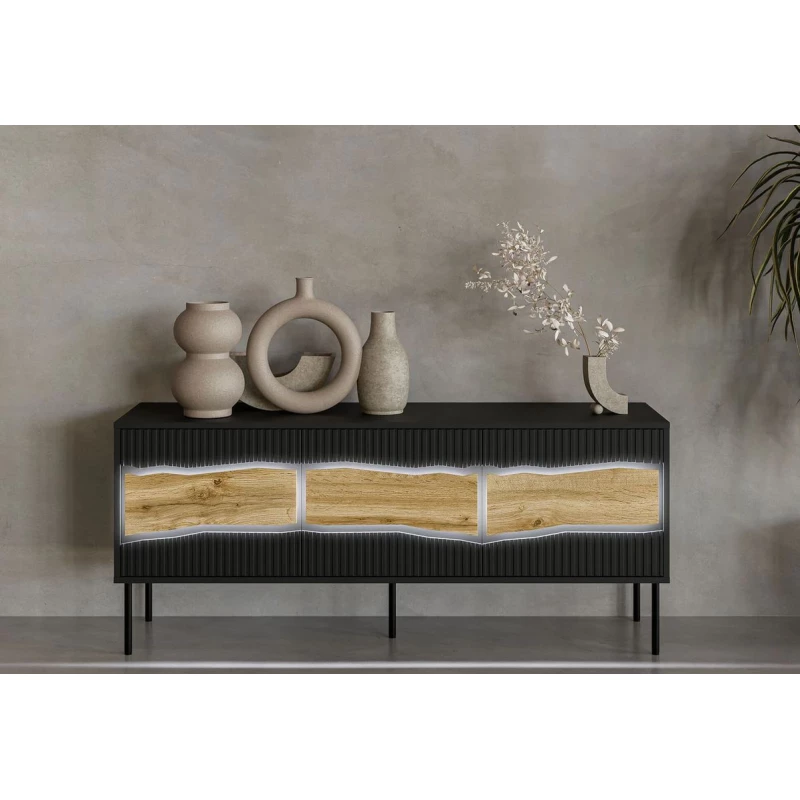 Televizní stolek CLANTON - dub wotan / černý