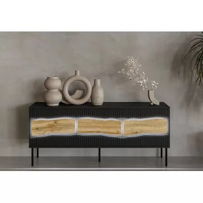 Televizní stolek CLANTON - dub wotan / černý