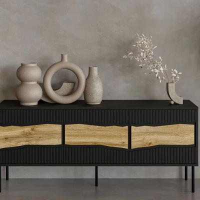 Televizní stolek CLANTON - dub wotan / černý