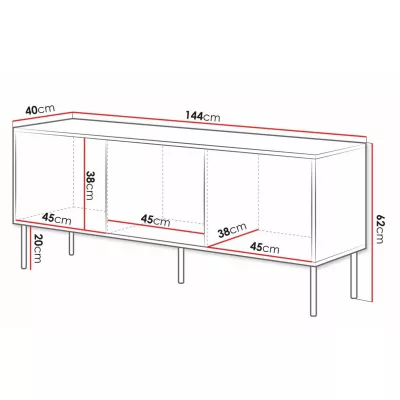 Televizní stolek CLANTON - dub wotan / černý